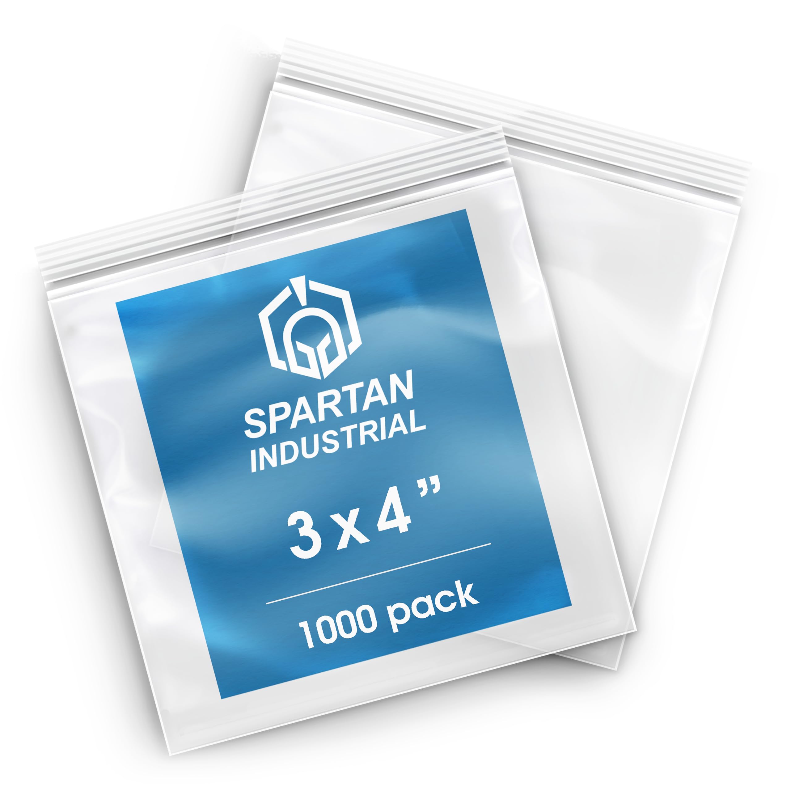 Photo 1 of Spartan Industrial - 3” X 4” (1000 Count) 2 Mil Clear Reclosable Zip Plastic Poly Bags with Resealable Lock Seal Zipper