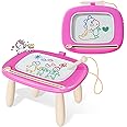 Kikidex Toddler Toys for 1 2 3 Years Old, Sturdy Magnetic Doodle Scribbler Board, Entertainment Toys for Kids, Reusable and no Mess, Educational Learning Toys Gifts for Birthday(Rose)