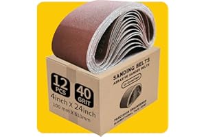 4 x 24 Inch 40 Grit Sanding Belt | Premium Aluminum Oxide Sanding Belt | Premium Sander Sandpaper – 12 Pack