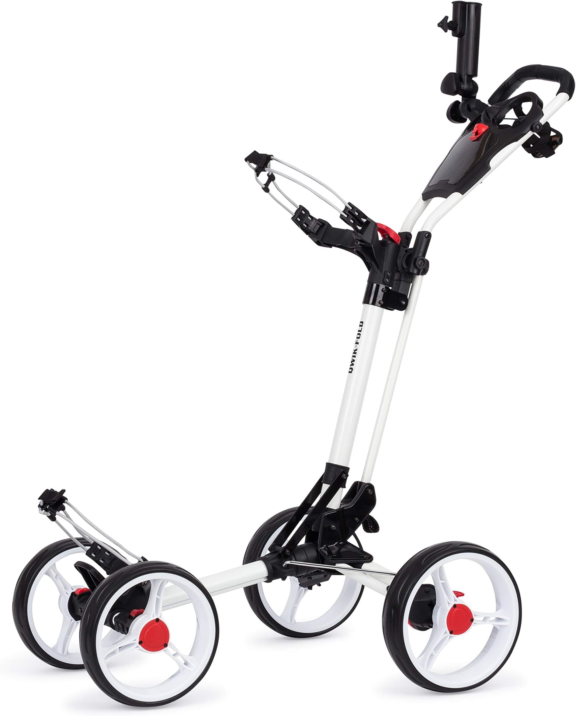 Founders Club Deluxe 4 Wheel Qwik Fold Golf Push Pull Cart with Free Umbrella Holder