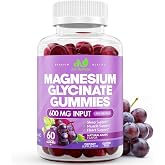 Magnesium Glycinate 600mg Gummies for Men &amp; Women | Support for Sleep, Nerves, Immunity, Heart, Bones &amp; Digestion - Natural Grape Flavor - 60 count