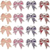 SUNNYCLUE 1 Box 40Pcs 4 Colors Bowknot Charms Bow Charm Alloy Enamel Cute Gold Flat Red Pink Purple Colorful Butterfly Charm for Jewelry Making Charms Women diy Earrings Necklace Bracelets Crafting