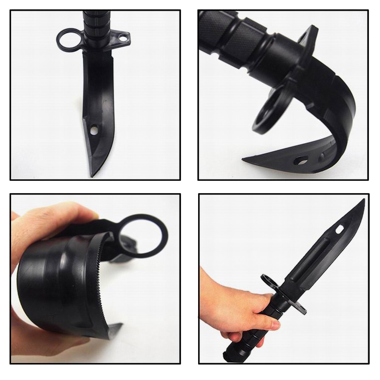 Rubber Combat Knife black Bayonet M9 Style for Training Airsoft Scabbard - memoscan