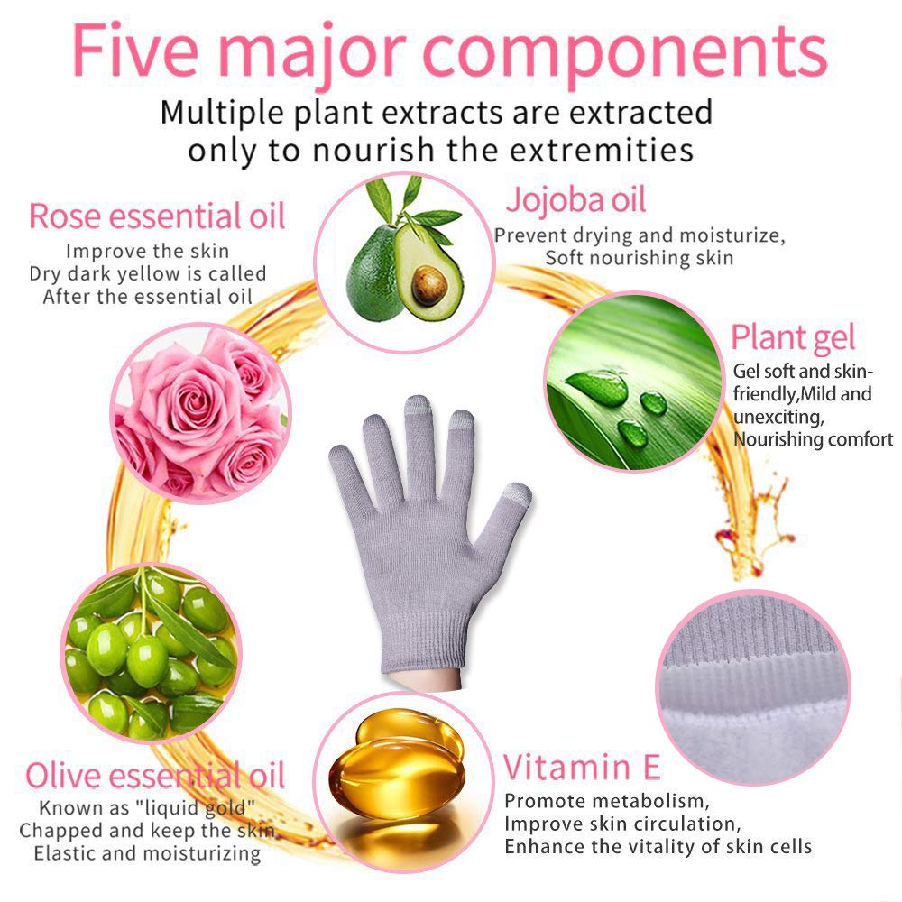 Moisturizing Socks and Gloves, Gel Socks Soft Moisturizing Socks, Gel Spa Socks For Repairing and Softening Dry Cracked Feet Skins, Gel Lining Infused with Essential Oils and Vitamins : Beauty