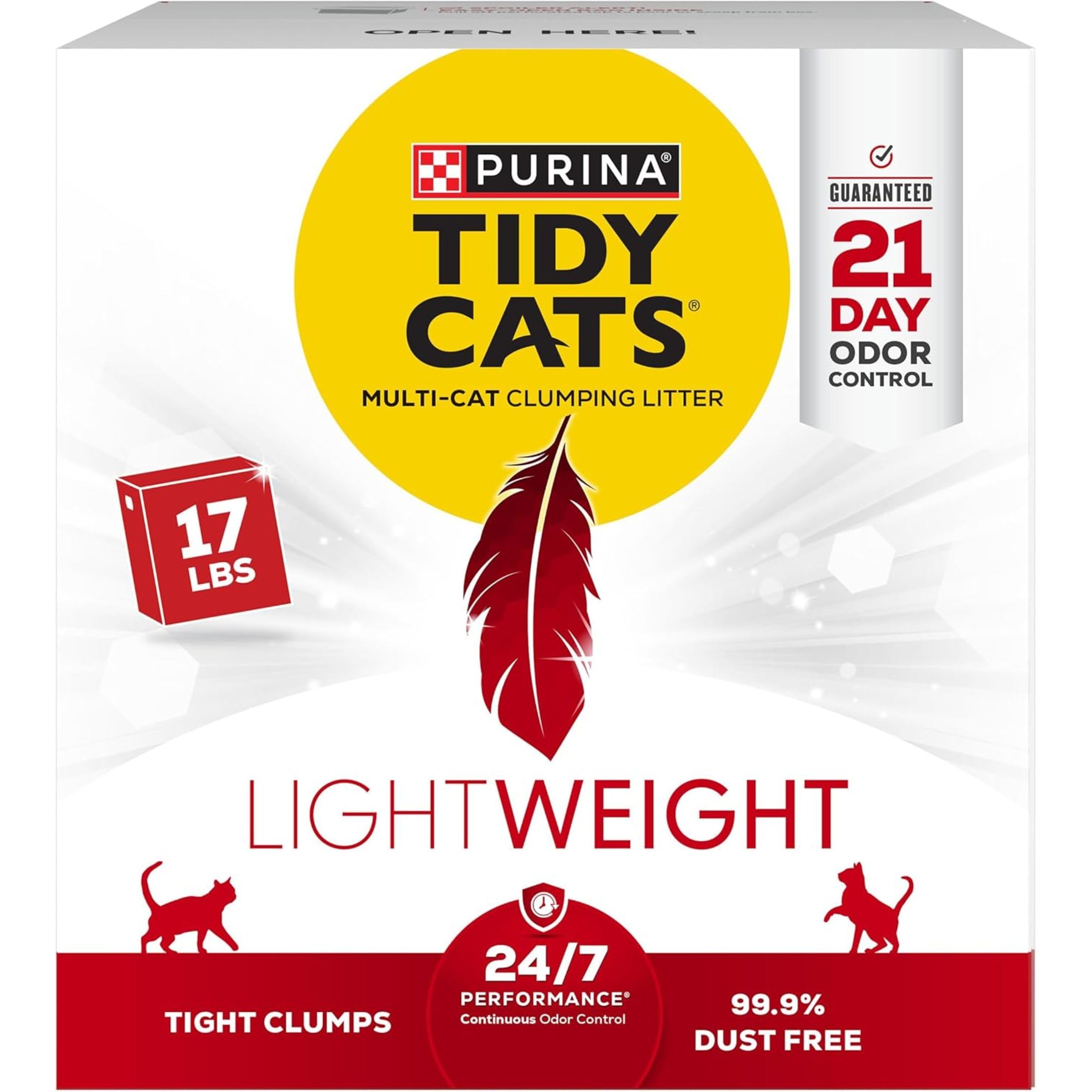 Photo 1 of Purina Tidy Cats LightWeight 24/7 Performance Odor control, Multi-Cat, Clumping, 99.9 Percent Dust Free Cat Litter - 17 lb. Box