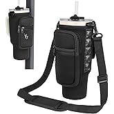 Magnetic Water Bottle Carrier Bag Compatible with Stanley/Meoky 40 oz Tumbler with Handle,Water Bottle Holder Pouch with Adjustable Shoulder Strap & Phone Pocket Fits for Stanley Cup Accessories