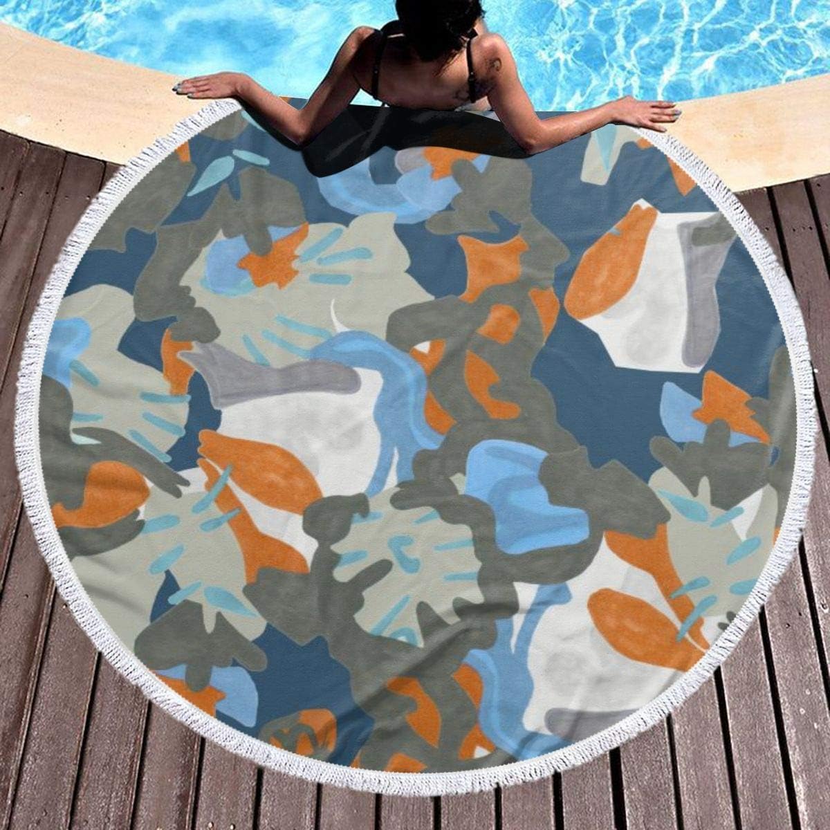 Watercolour Camo Beach Towels, Personalized Round Beach