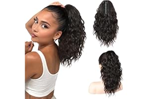 SEIKEA 14" Ponytail Extension Claw, PT002 Tia Long Multi Layered Fluffy Thick Wavy Jaw Clip in Fake Pony Tails Fake Hair Soft Natural Synthetic Hairpiece Black Brown