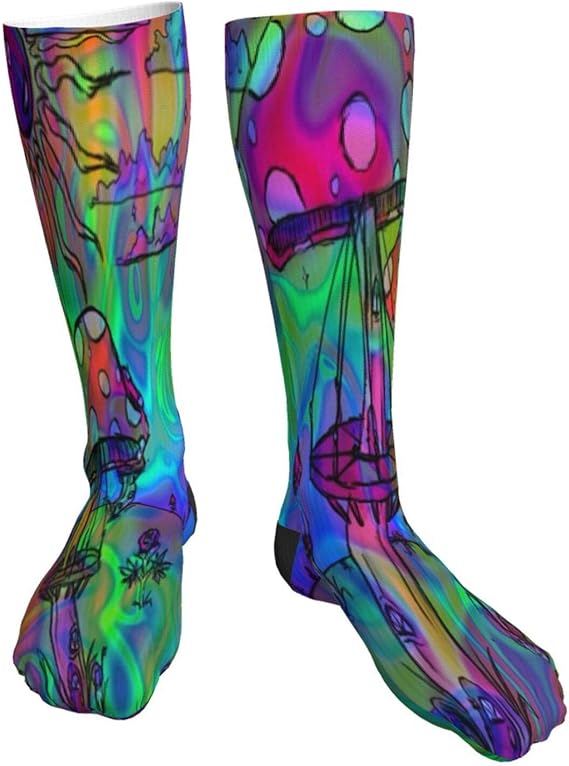DJNGN Knee High Funky Socks Psychedelic Trippy Athletic Over The Calf