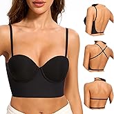 Low Back Bras for Women-Balconette Lightly Lined Seamless Invisible Backless Bra-Underwire Low Cut Multiway Halter Bras