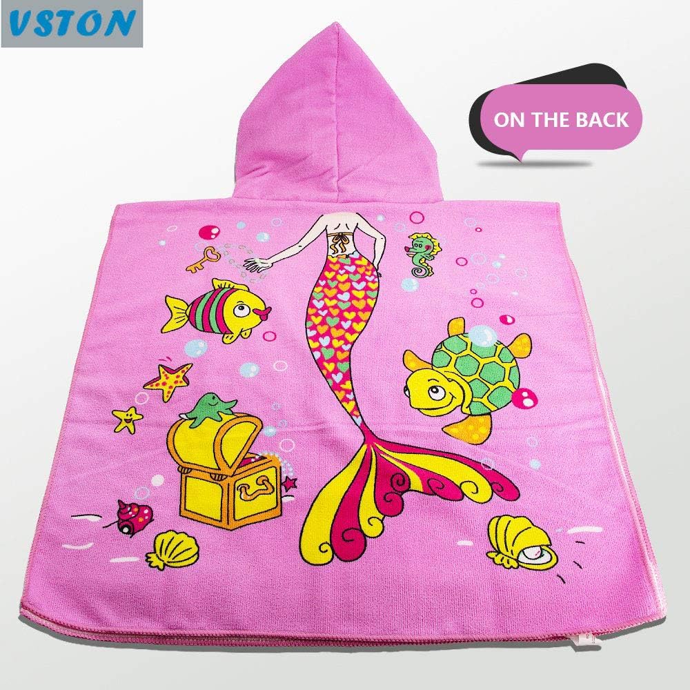 Vston Serviette De Plage Enfant Poncho Pour Serviette A Capuchon De Bain Bain Serviette De Bain Cartoon Enfants Microfibre A Sechage Rapide Pour Les Filles Frogman Plongee Garcons Fille Vetements De Nuit