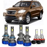 Tucson High Beam Low Beam Fog Light Bulbs Fit For Hyundai Tucson 2019-2021 | Superfocused Beam, Super Bright, Plug and Play, With Fan, No Error, 6000K White, 26000LM, 900% Brightness, 6-Pack