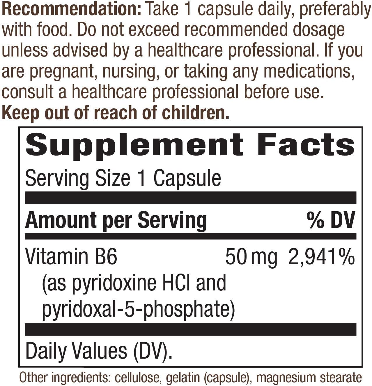 Nature's Way Vitamin B-6, 50 mg per serving: Health & Personal Care
