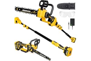 2-in-1 Electric Pole Saws Compatible with Dewalt 20V MAX* Battery, 10 Inch Cordless Chainsaw for Tree Trimming, 14.5 FT Max R