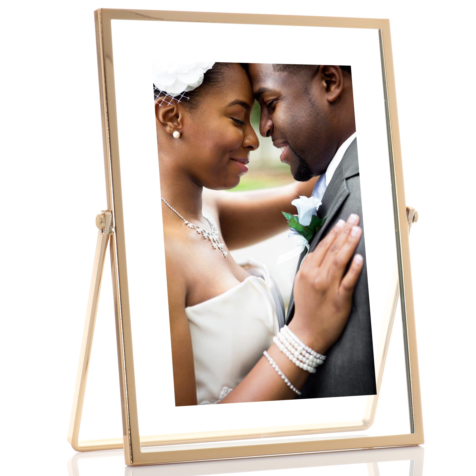 Lawrence Frames Metal Easel Float Picture Frame, 4x6, Gold