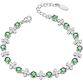 TIMEMATRIX Green/Red/Blue/White/Orange Lucky Straw Bracelet with Cubic Zirconia Gemstones for Women for Gift.