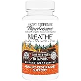 Host Defense Breathe* Capsules - Immune & Respiratory Support Mushroom Supplement - Herbal Lung Health Supplement with Chaga, Reishi & Cordyceps - 60 Capsules (30 Servings)*