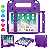 SUPLIK Kids Case for iPad 5th/6th Generation (9.7 inch, 2017/2018), iPad Air 1 & Air 2 & Pro 9.7 Case with Screen Protector, Durable Shockproof Protective Cover with Handle Stand, Purple