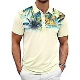 Hawaiian Golf Polo Shirts for Men Hawaiian Polo Shirts Premium Print Golf Top Moisture Wicking Dry Fit Soft Sports Tees