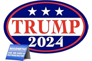 WORK HOUSE SIGNS Trump 2024 Donald Trump for President Magnetic Bumper Sticker Oval, Share w/Family & Friends - Political Sticker for Vehicle, Refrigerator - Car Magnet Decal, Room & Wall Decor, Gift - 3.5"x5.5"