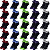 Tsmollyu Boys Socks 25 Pairs kids Sport Ankle Athletic Sock Half Cushion Low Cut sock