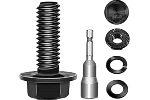 Marysino (10Sets) M6 Bolt x 16mm Flanged Hex Head Bolts, External Flange Hex Drive M6 Screws, Class 10.9 Black Zinc Plated Al