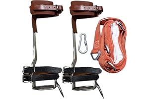 TOMCHY Tree Climbing Spikes Tree Work- Tree Climbing Gear Leather Forged Tree Climbing Tool Non-Slip Pedal for Picking Fruit, Indoor and Outdoor Sports…