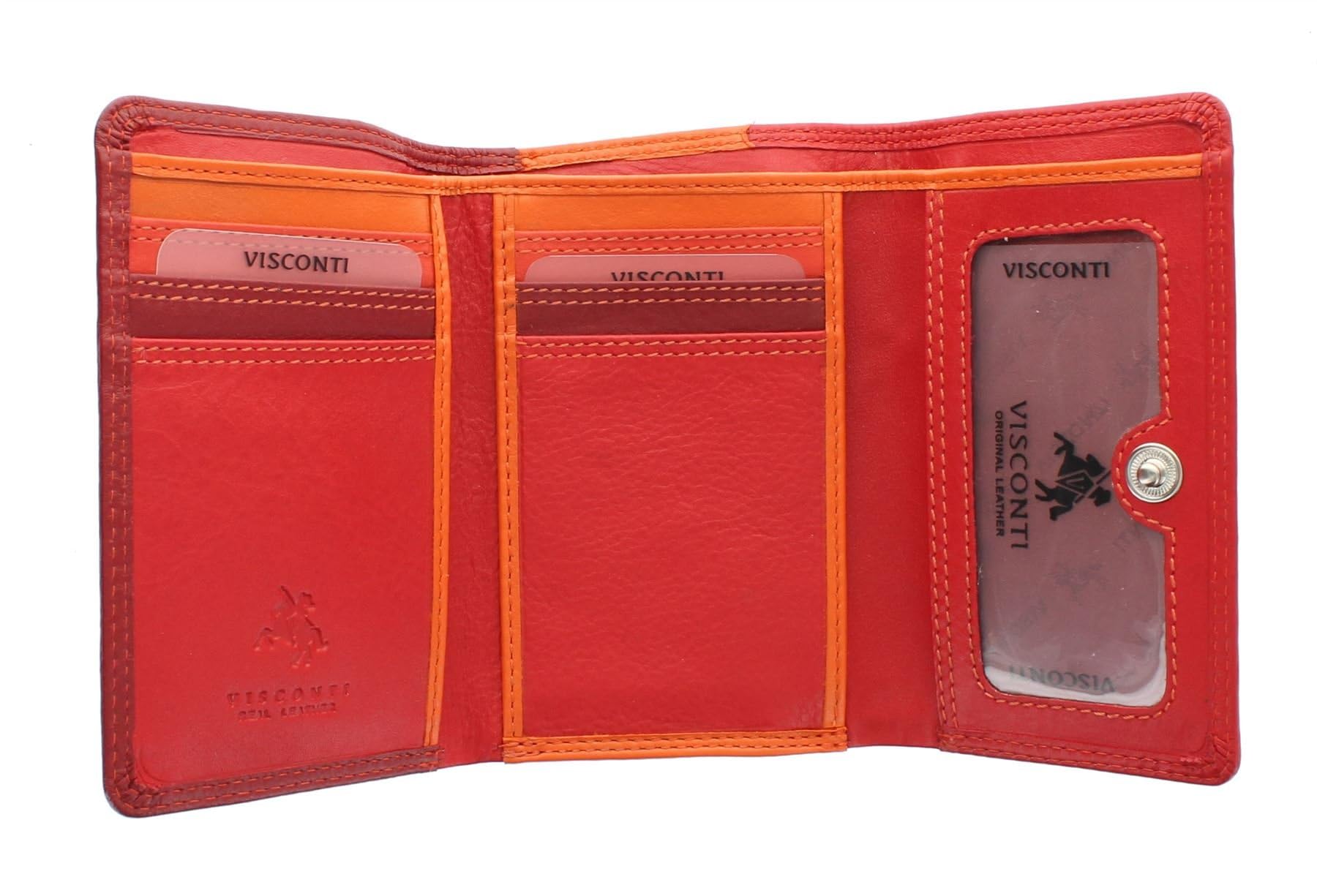 VISCONTI Rainbow Collection Leather Biola Purse RFID Blocking RB39 Red Multi