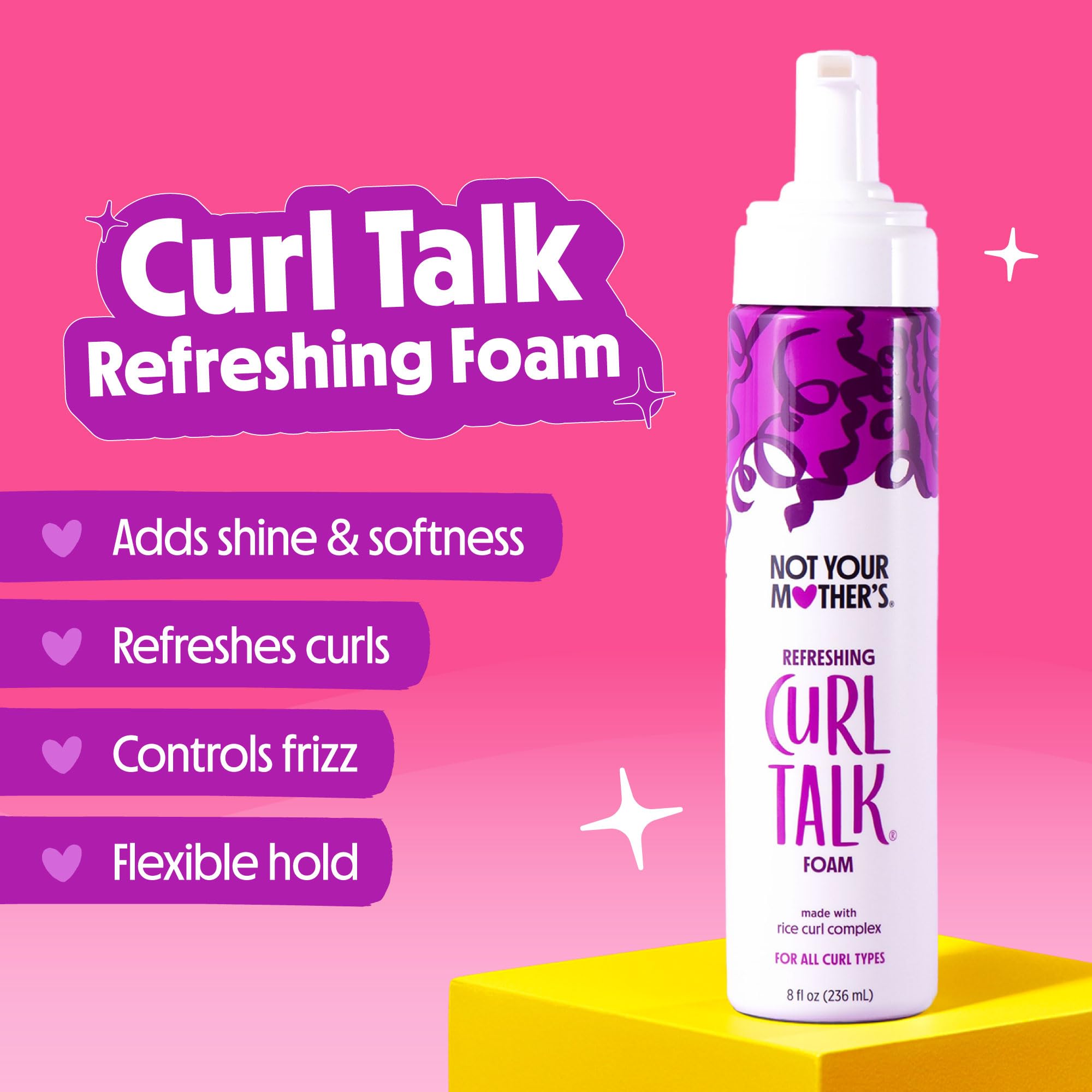 Not Your Mother's Curl Talk Frizz Control Sculpting Gel, Defining Cream, and Refreshing Curl Foam (3-Pack) - 6 and 8 fl oz - Formulated with Rice Curl Complex - For All Curly Hair Types