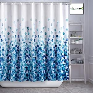 ARICHOMY Shower Curtain Set Bathroom Fabric Fall Curtains Waterproof Colorful Funny with Standard Size 72 by 72 (Blue)