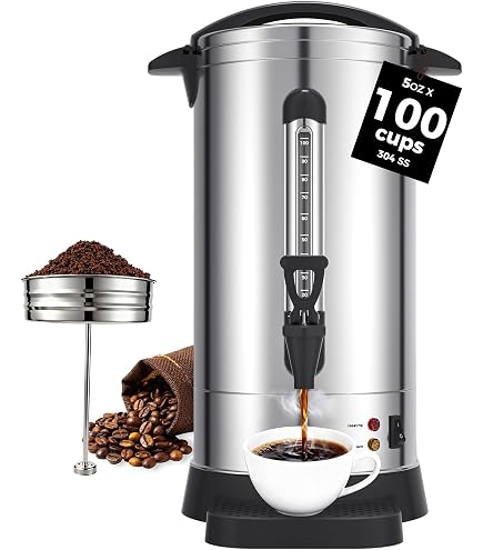 Commercial Coffee Maker 14l 100 Cup Commercial Coffee Urn 14L Stainless  Steel - Fast Brew Hot Coffee Dispenser With Automatic Temperature Control
