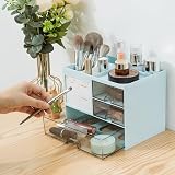 RISEMART Desk Organiser with 3 Drawers Blue 21x14.5x15.5cm Pen Holders view 6