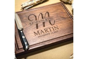Walnut Artisan Personalized Cutting Boards, Custom Wedding, Anniversary or Housewarming Gift Idea, Wood Engraved Charcuterie 