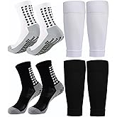 1 Set Soccer Grip Socks,Shin Guard Sleeves for Football Basketball for Men and Women Black/White One Size
