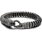 Kalen Men's Retro Snake Chain Bracelet Stainless Steel Vintage Bracelet for Men Metal Finish Mens Jewelry with Secure Clasp Gift for Him Ideal for Father's Day