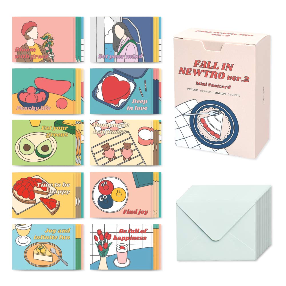 Monolike Mini Single cards Fall in newtro ver.2 - mix 50 mini Single cards, 25 envelopes package