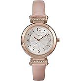 Timex Women's Main Street 31mm Watch - Pink Strap Silver Dial Rose Gold-Tone Case