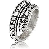 Gungneer Stainless Steel Norse Viking Rune Circle Ring for Men Women Norse Pagan Amulet Jewelry