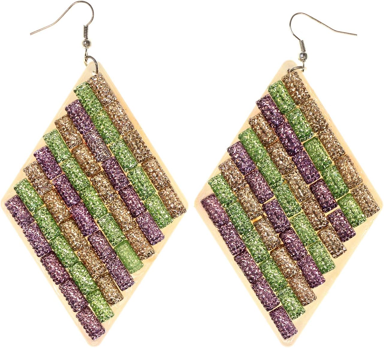 White & Multi Colored Acrylic DangleEarrings LQE2879 Jewelry