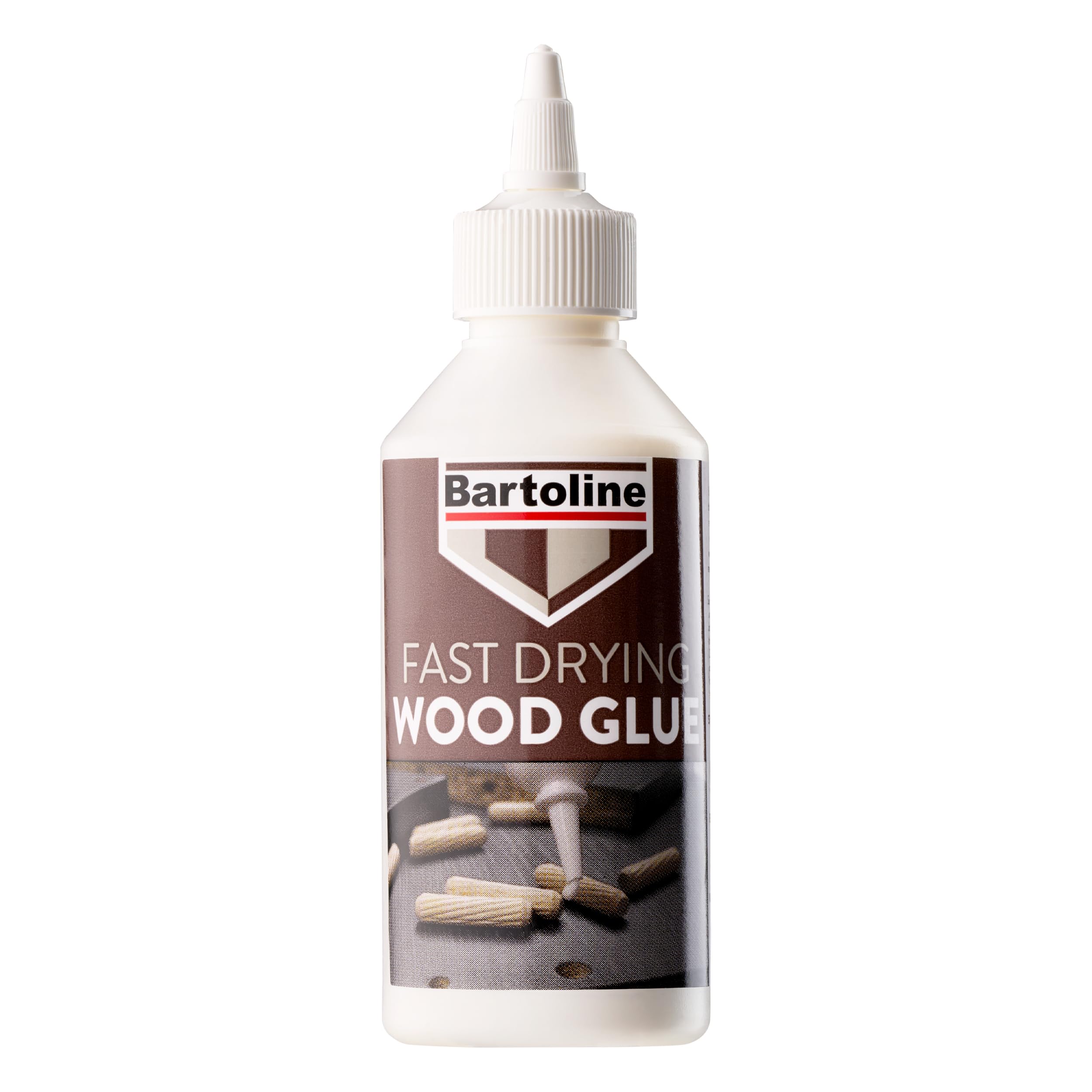 Bartoline Fast Drying Wood Glue, 250 ml, D3 Water Resistant, Dries Clear, Suitable for All Types of Wood, Including MDF and Chipboard, Fast Bond, May Require Clamping