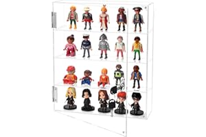 KALOTIDY Acrylic Display Case with Lock, Clear Locking Display Cabinet for Pop Figures, Collectibles, Jewelry, Necklaces, Golf Balls & More – Secure Organizer Box (Removable 4-Shelf 11.8x3.5x13.7)