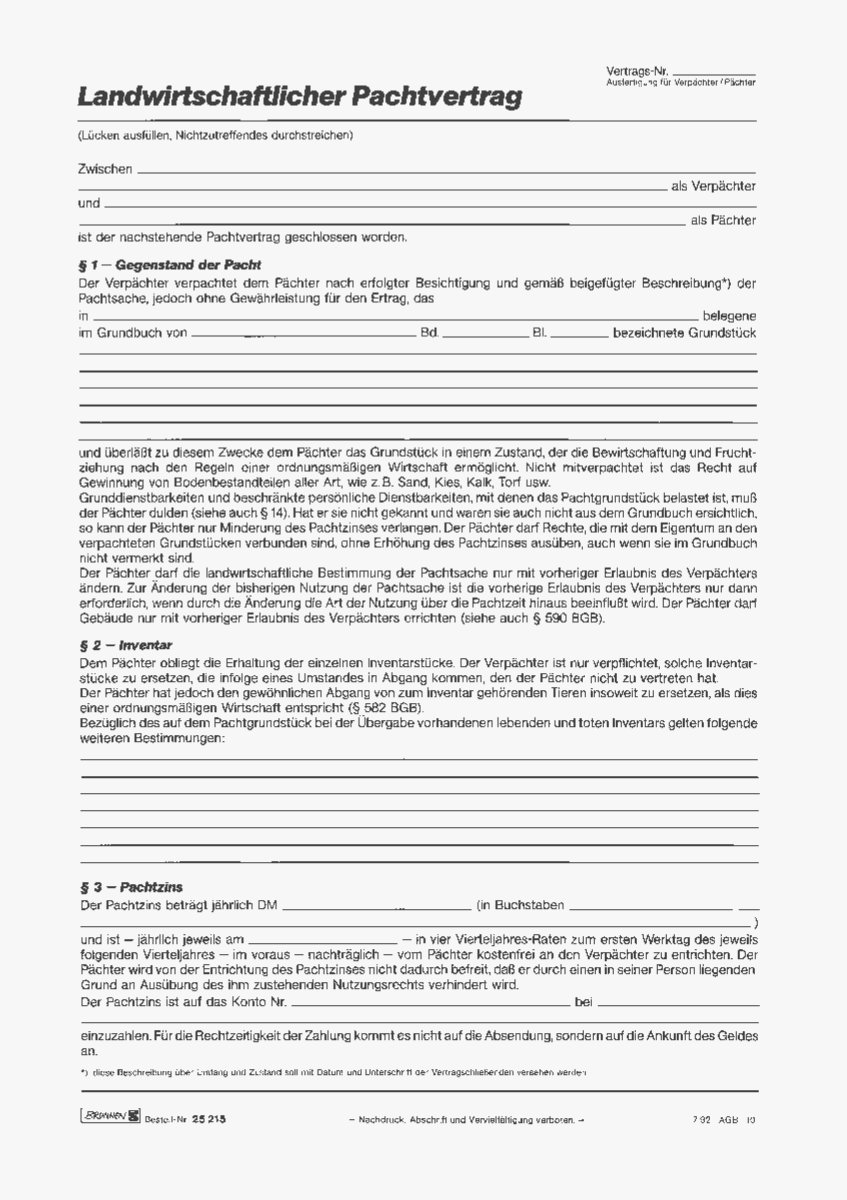 Baier & Schneider Pacht Contract Agreement Form (Pack of 4)