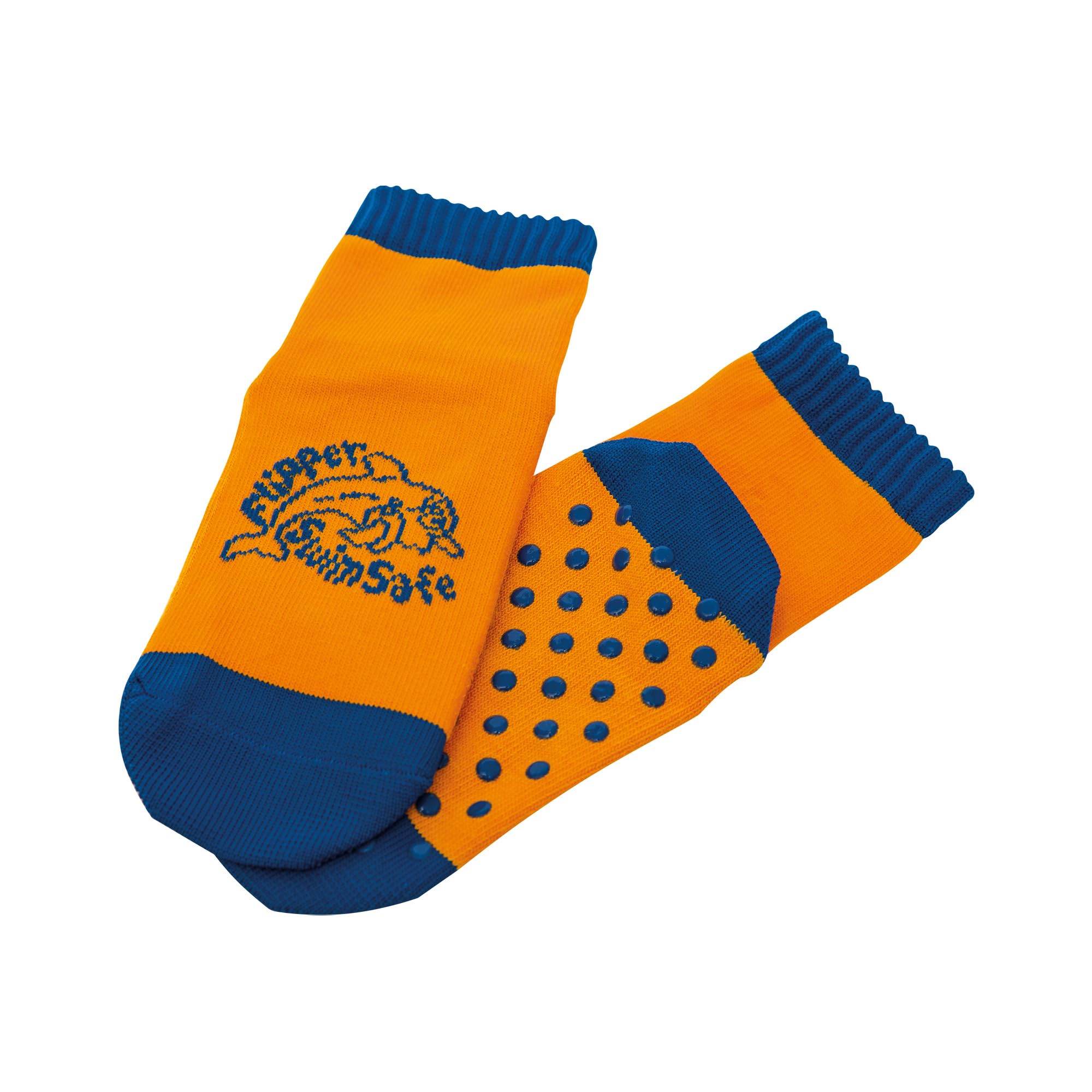 Flipper Swimsafe 1054 Aqua Socks with Non-Slip Sole in Blue/Orange for Children and Toddlers, Size 31-34, Ideal for Carefree Swimming Pool Visits