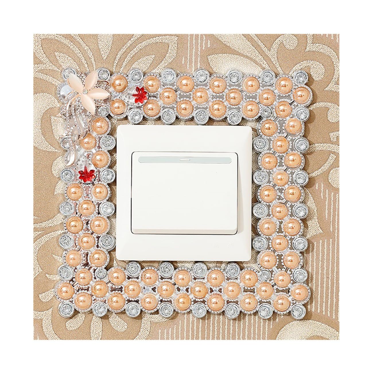 Pearl Light Switch Surround, Light Socket Surrounds, Light Switch Stickers for Home Decor -Mirror Flower
