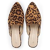 MUSSHOE Pointed Toe Mules for Women: Comfortable Slip On Flats with Soft Memory Foam - Non-Slip Lightweight Backless Loafers for Office Work & Business Casual