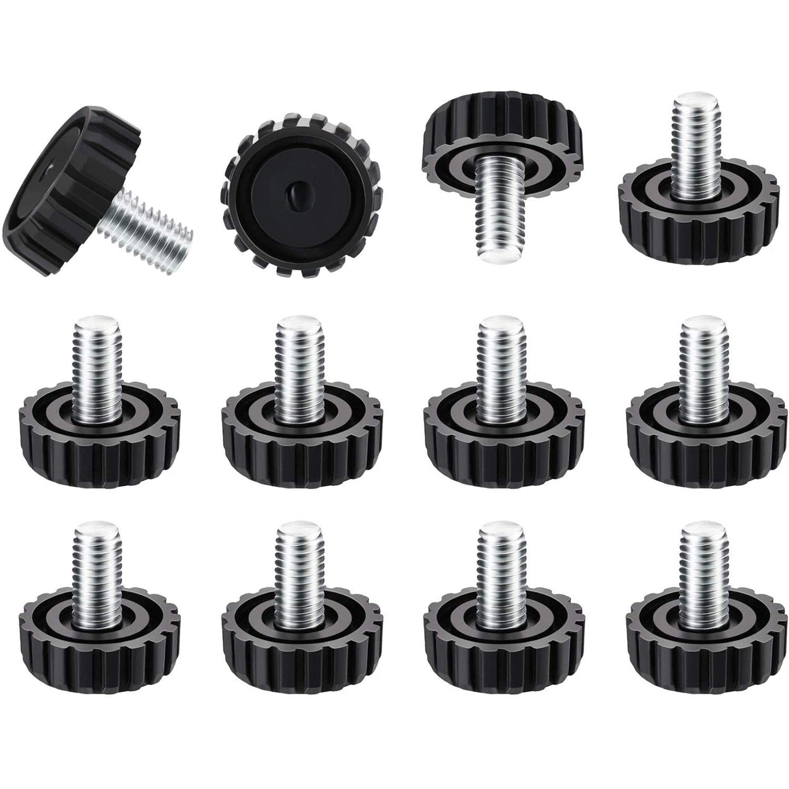 Photo 1 of 30 Packs M8 Screw on Furniture Glide Leveling Foot Adjustable Diameter Home Black Metal Table Desk Glide Leg Leveler Leveling Foot Adjuster