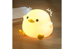 UNEEDE LED Cute Bean Duck Night Light, DoDo Duck Silicone Nursery Night Light Squishy Dimmable Rechargeable Table Bedside Lamp with Touch Sensor for Bedrooms, Living Room Unique Dorm Decor Gift Toy