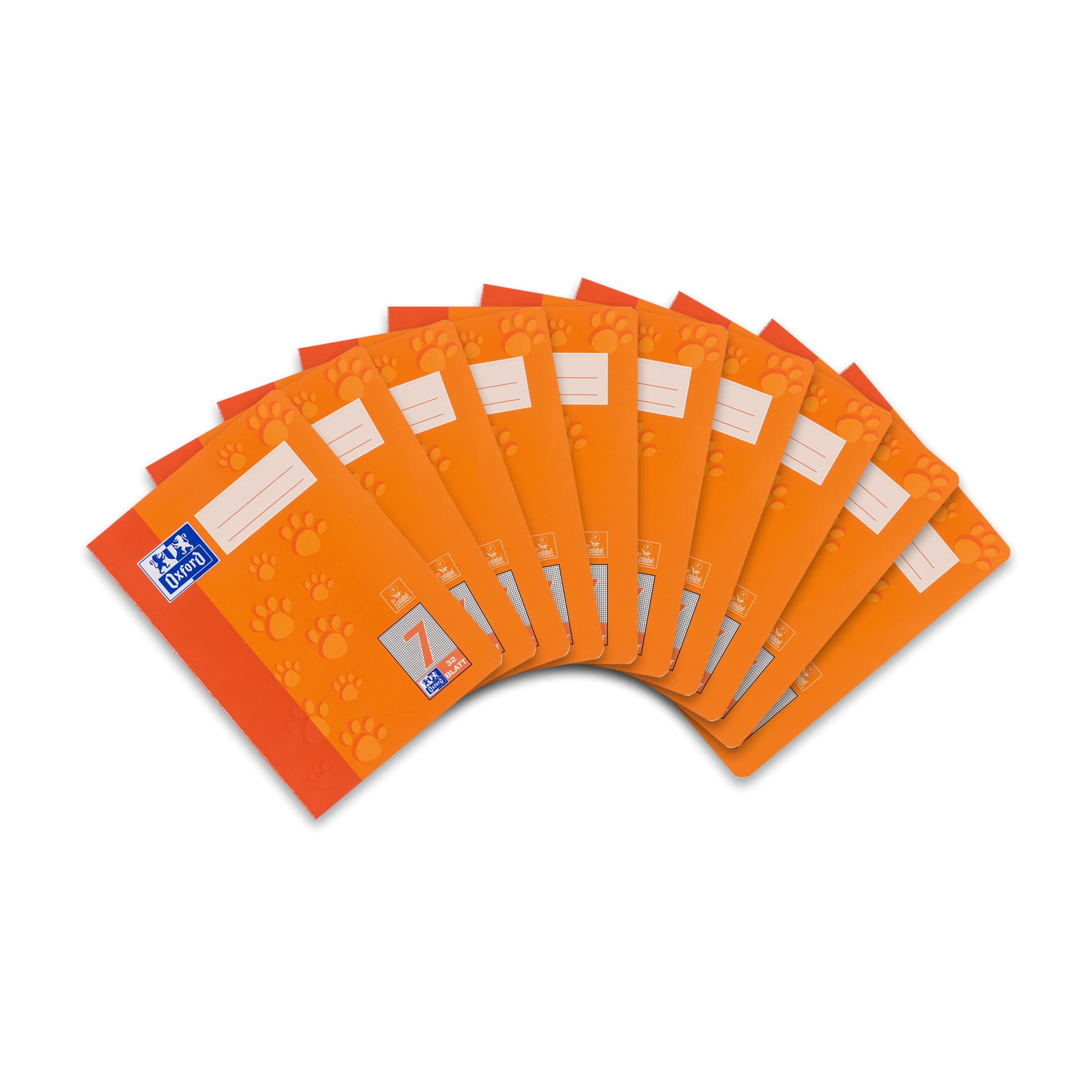 Oxford 100050380 Exercise Book A5 Line Style 7 Squared 7mm 32 Sheets 90 g/m² Optic Paper Pack of 10 Orange