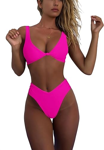geluboao Womens Rose High Cut Cheeky Bikini Set High Waisted V
