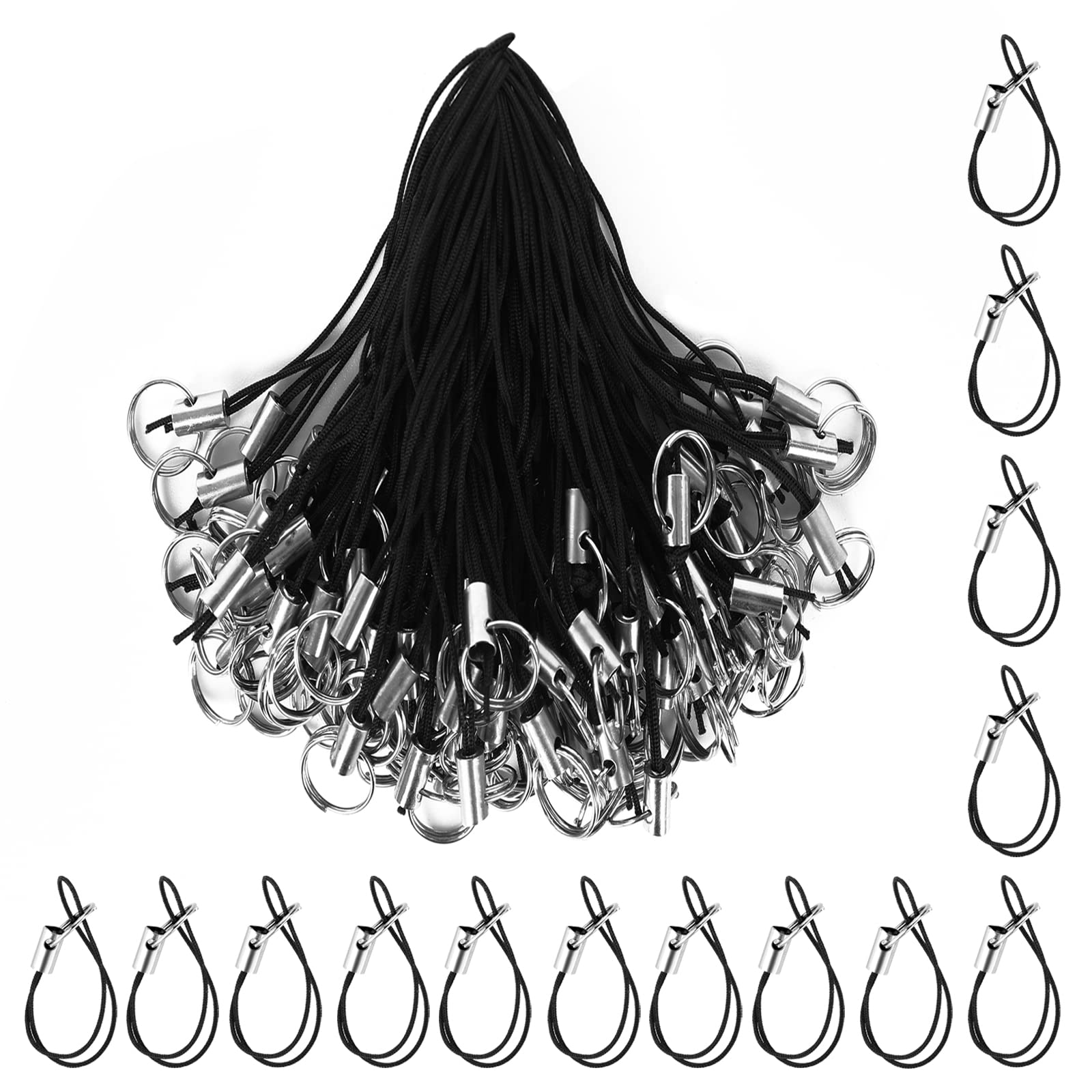 Cobee Lanyard Phone Strap 200Pcs - Detachable Lariat Cord Straps for Cell phone & USB Drive (Black)